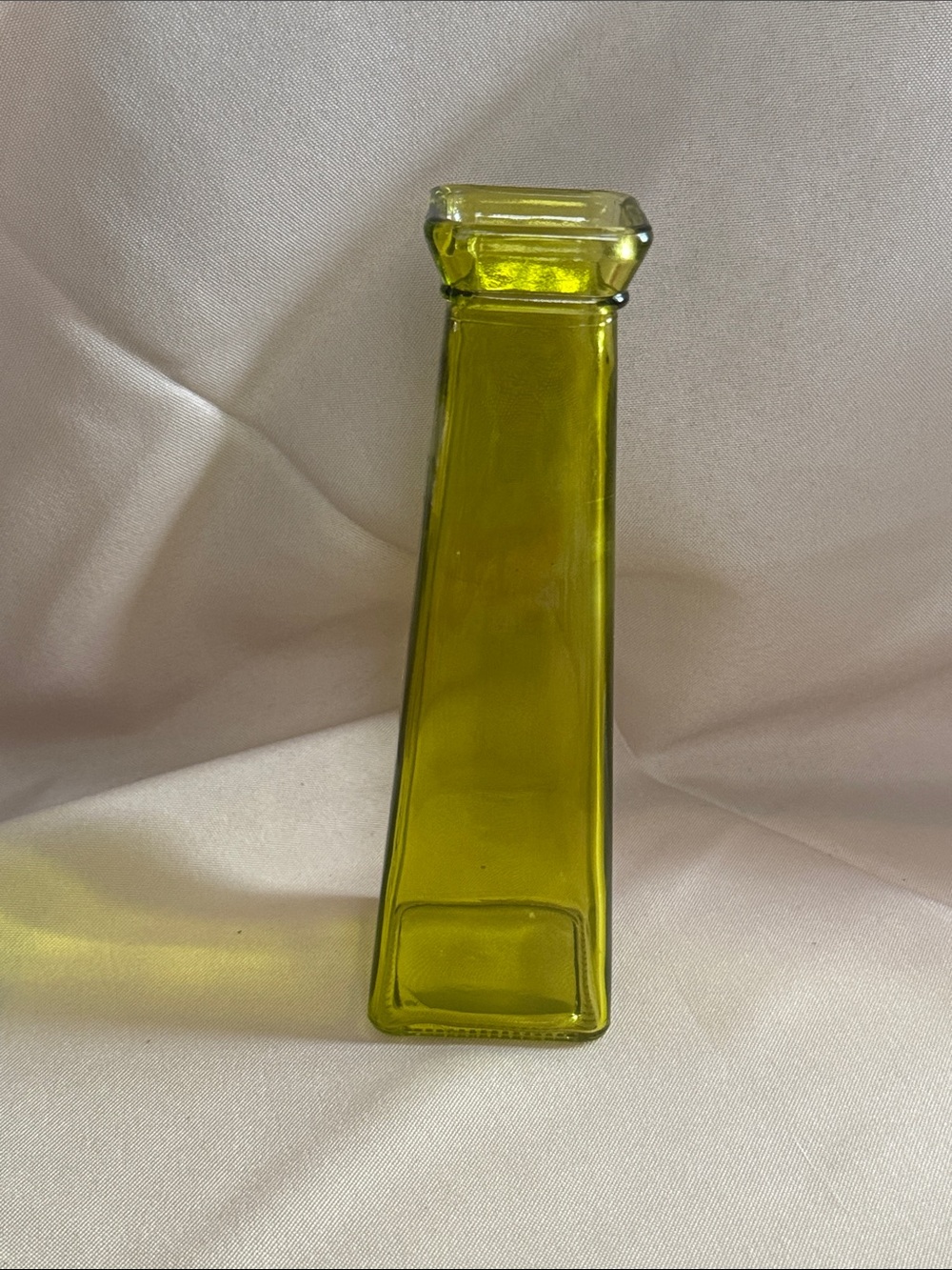 Vintage San Miguel Green Recycled Glass Square Bud Vase Spain